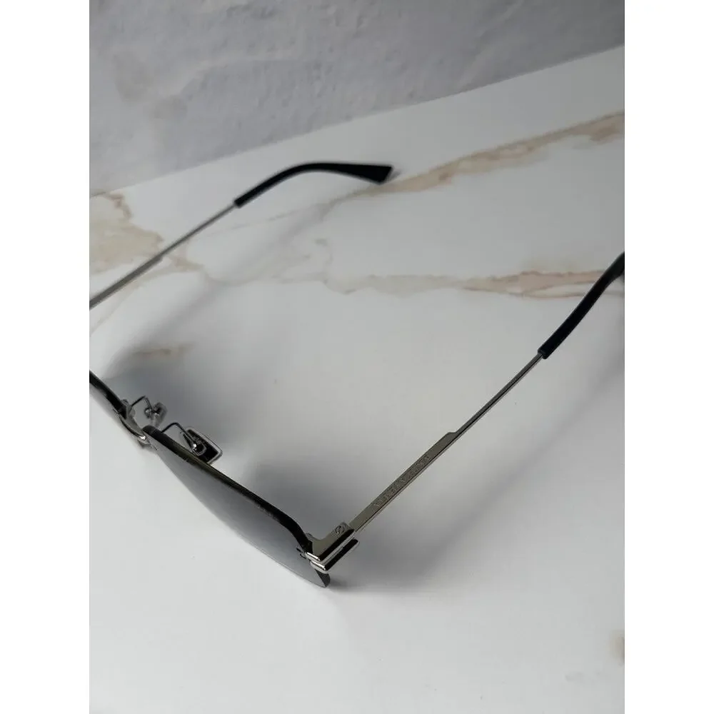 NEW Bottega Veneta BV1126S Silver Blue Rimless Sunglasses